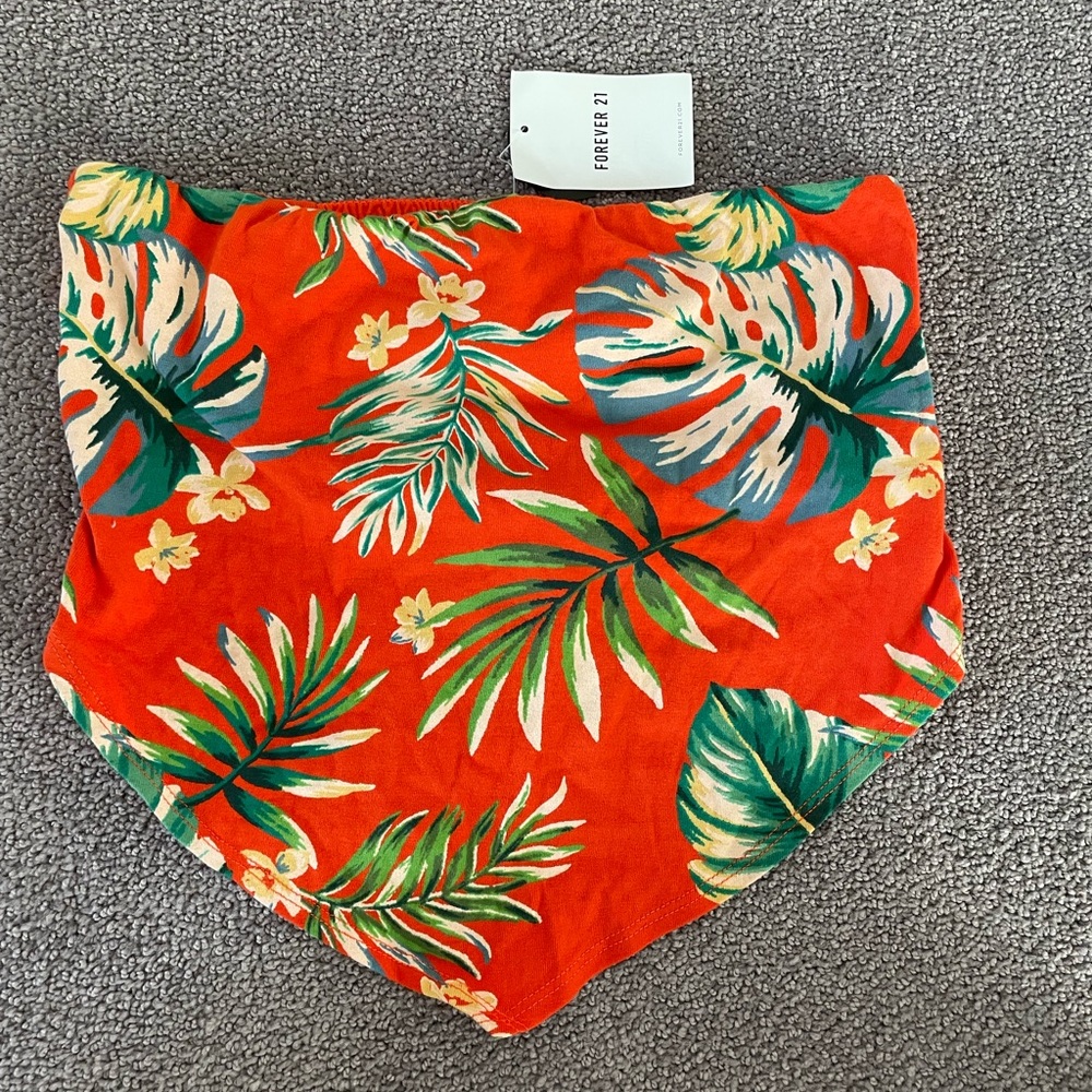 Orange and palm bandeau top size M